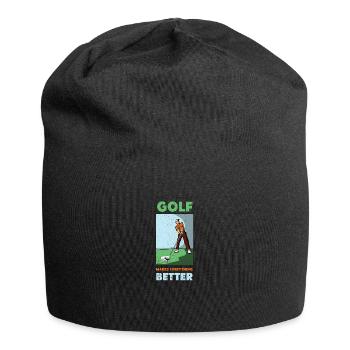 Golf Golfer Golf Club Golf Ball Golf Course - Jersey Beanie - black - Front
