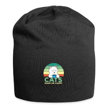Cat Cats Cat Lover Pet - Jersey Beanie - black - Front