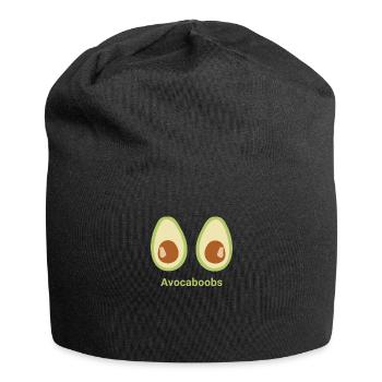 Avocaboobs food vegan healthy student funny joke - Jersey Beanie - black - Front