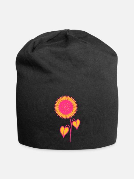 Sonnenblume pink - Jersey-Beanie - Schwarz