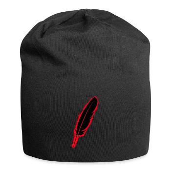 Feather silhouette red and black outline - Jersey Beanie - black - Front