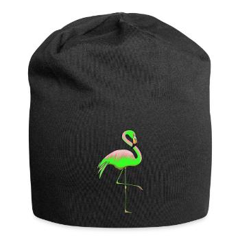 Flamingo Neon Geschenk - Jersey-Beanie - Schwarz - Vorne