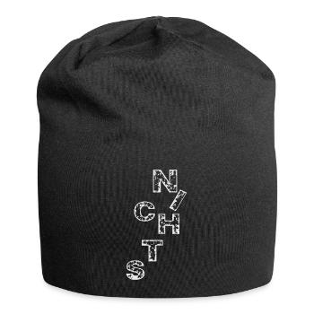 Nichts - Wort - schenke Nichts - Jersey-Beanie - Schwarz - Vorne