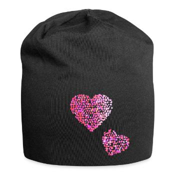 Two pink hearts - Jersey Beanie - black - Front