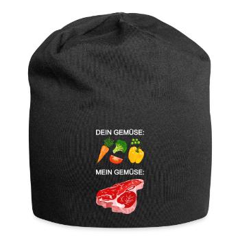 Fleisch, Gemüse Steak, Fleischfresser, grillen - Jersey-Beanie - Schwarz - Vorne
