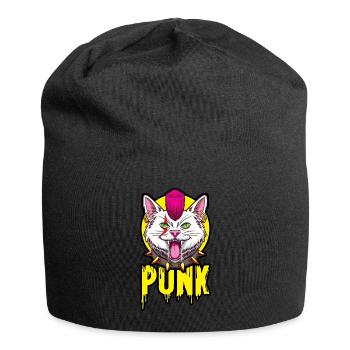 Punk Katze für einen Punker Katzenfreund - Jersey-Beanie - Schwarz - Vorne