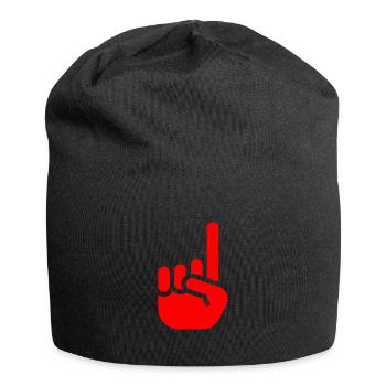 Index finger red - Jersey Beanie - black - Front
