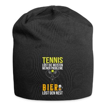 Tennis Tennisspieler Tennisschläger Tennisplatz - Jersey-Beanie - Schwarz - Vorne