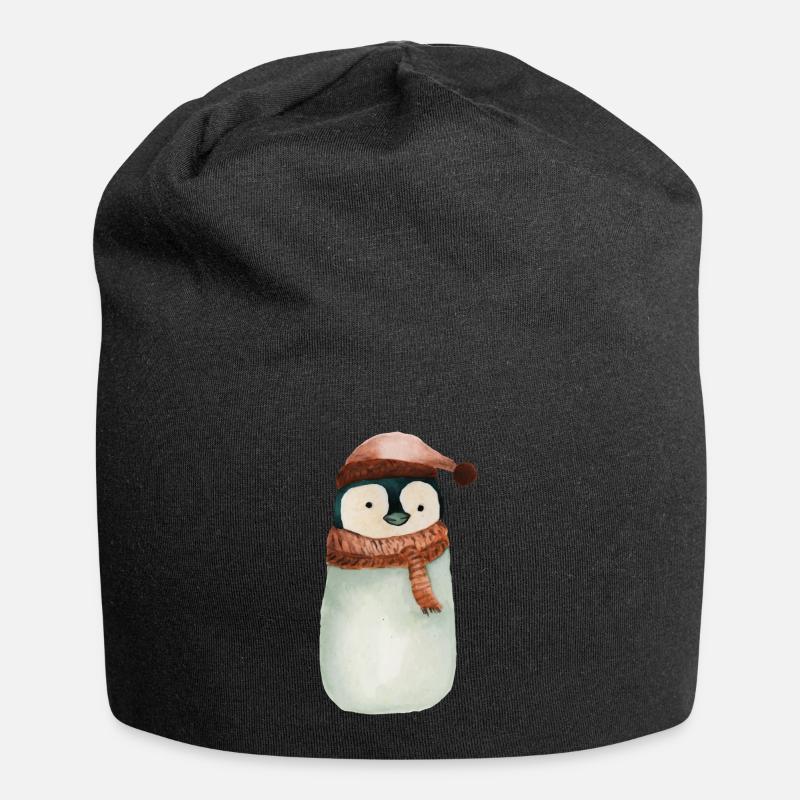 Pinguin - Jersey-Beanie - Schwarz