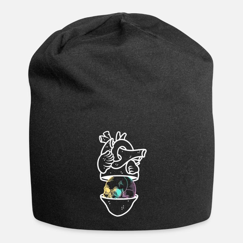 Heart Skull 2 white - Bonnet en jersey - noir