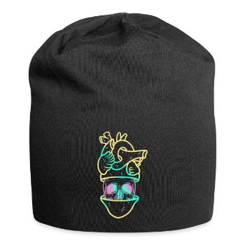 Heart Skull 3 yellow - Jersey Beanie - black - Front