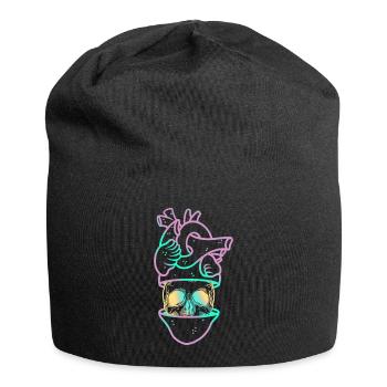 Heart Skull 3 purple - Jersey Beanie - black - Front