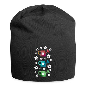 Watering can with flowers - Jersey Beanie - black - Front