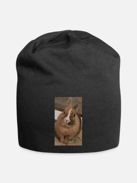 Kaninchen - Jersey-Beanie - Schwarz