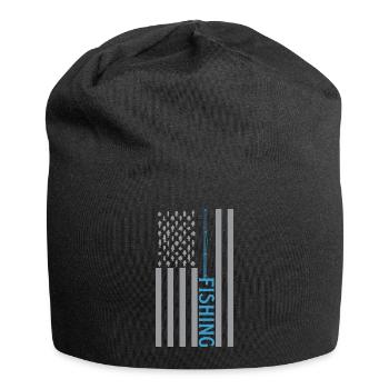 Fishing Angler Fishing Rod - Jersey Beanie - black - Front