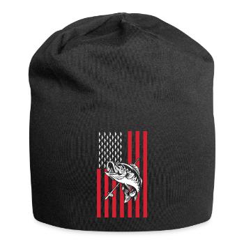 Fishing Angler Fishing Rod - Jersey Beanie - black - Front