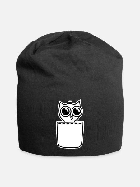 Süße Baby Eule in Brusttasche Uhu im Taschenformat - Jersey-Beanie - Schwarz