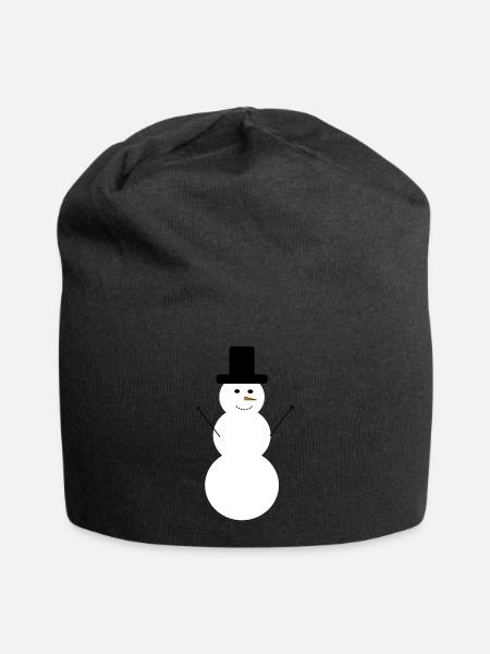 Schneemann - Jersey-Beanie - Schwarz