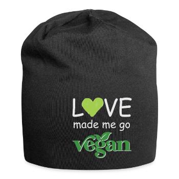 Vegan Fleischlos Tierlieb & Veganer - Jersey-Beanie - Schwarz - Vorne