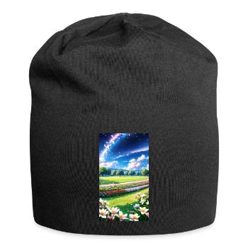 Landschaft mit 4 Bereichen, Generative KI - Jersey-Beanie - Schwarz - Vorne