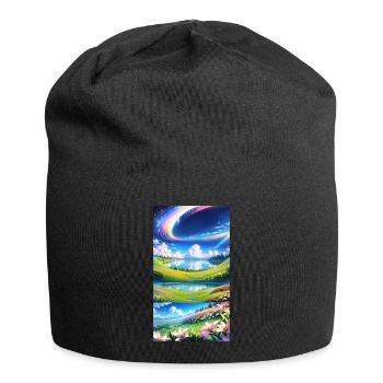 Landschaft mit 4 Bereichen - Jersey-Beanie - Schwarz - Vorne