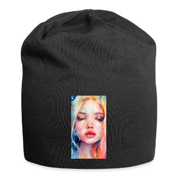 izup2u freaky trippy adorable girl - Jersey-Beanie - Schwarz - Vorne
