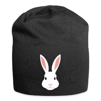 White female rabbit - Jersey Beanie - black - Front