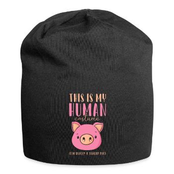 Teacup Minischwein Minipig Piggy - Jersey-Beanie - Schwarz - Vorne