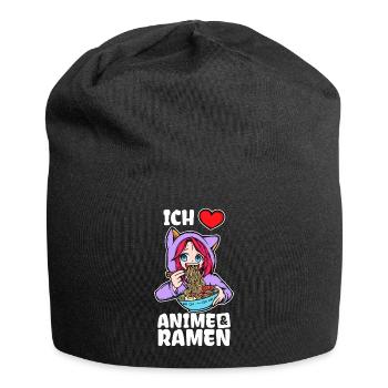 Ich Liebe Anime Ramen Herz Statement Manga - Jersey-Beanie - Schwarz - Vorne