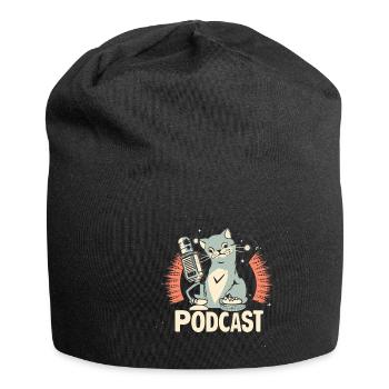 Podcast Katze - Jersey-Beanie - Schwarz - Vorne