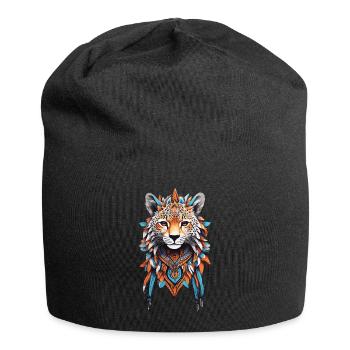 Gepard Krafttier Afrika Tribe & Federschmuck - Jersey-Beanie - Schwarz - Vorne