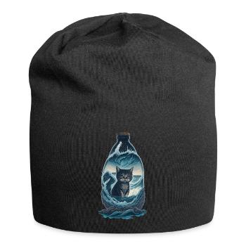 Cat Bottle - Jersey Beanie - black - Front