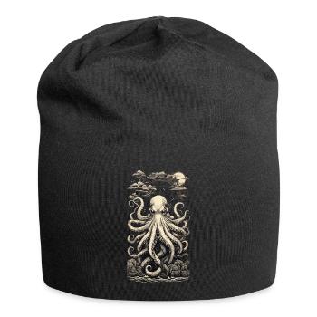 Retro Octopus Japanese Sea Depth Design Style - Jersey Beanie - black - Front