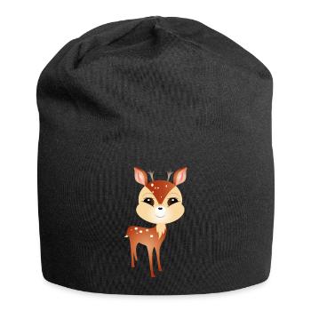 niedlicher kleiner Rehbock mit großem Geweih - Jersey-Beanie - Schwarz - Vorne