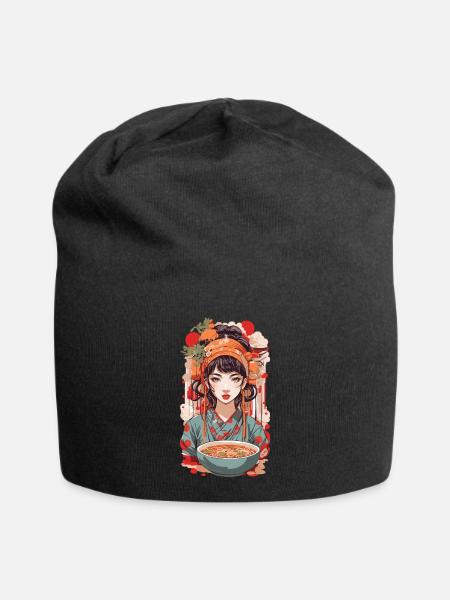 Ramen Retro Popart Japan Aesthetic Design - Jersey Beanie - black