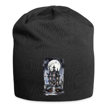 Halloween Full Moon Witch House Horror Design - Jersey Beanie - black - Front