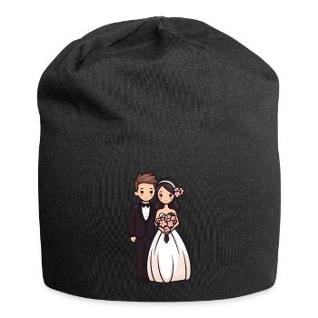 Mariée marié jeunes mariés mariage - Bonnet en jersey - noir - Devant