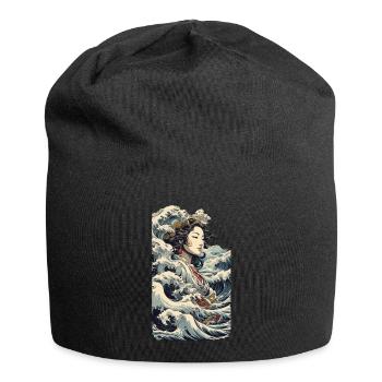 Geisha Ukiyo-E Wave Retro Streetwear Art - Jersey Beanie - black - Front