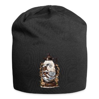 Japanese Coffee Wave Aesthetic Coffee Design - Jersey Beanie - black - Front