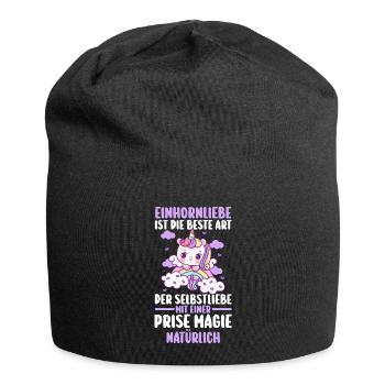 Einhorn - Jersey-Beanie - Schwarz - Vorne