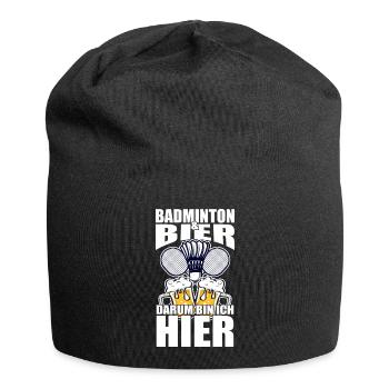 Lustiger Spruch Badminton Bier darum bin ich hier - Jersey-Beanie - Schwarz - Vorne