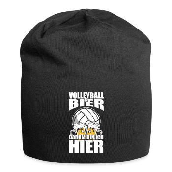 Lustiger Spruch Volleyball Bier darum bin ich hier - Jersey-Beanie - Schwarz - Vorne