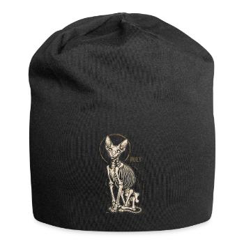 Cat Sphinx Skeleton Tattoo - Jersey Beanie - black - Front