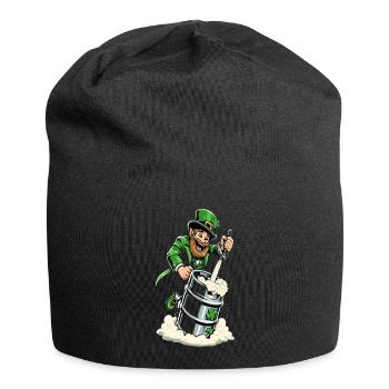 Leprechaun (Irish leprechaun) taps beer - Jersey Beanie - black - Front