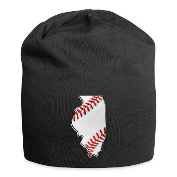 Illinois (États-Unis) | Vrai baseball | Carte - Bonnet en jersey - noir - Devant