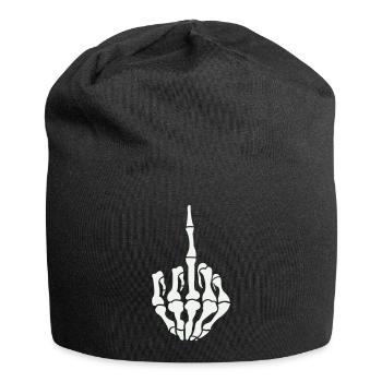 skull mittelfinger - Jersey-Beanie - Schwarz - Vorne