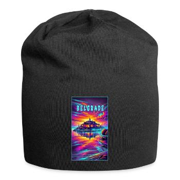 Motif souvenir de Belgrade, Serbie - Bonnet en jersey - noir - Devant
