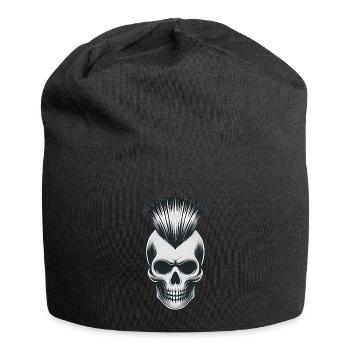 Skull with Mohawk Punk Design - Jersey Beanie - black - Front