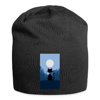 Chat au clair de lune - Bonnet en jersey - noir - Devant