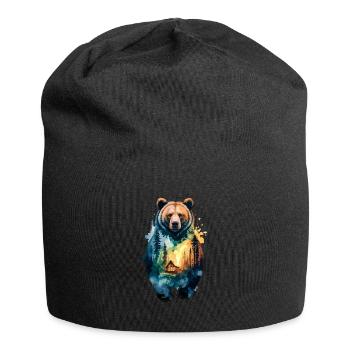 Strong as a bear: Forest hut in the heart - Jersey Beanie - black - Front